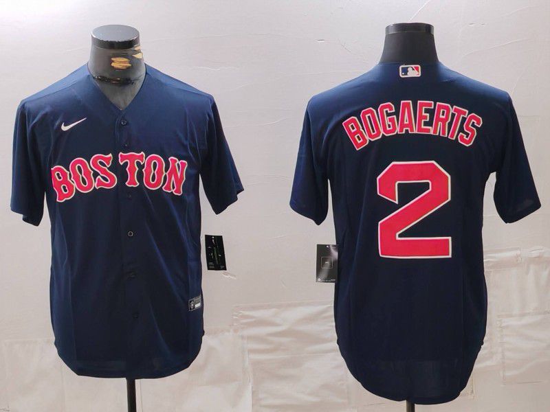 Men Boston Red Sox #2 Bogaerts Blue Game 2024 Nike MLB Jersey style 1